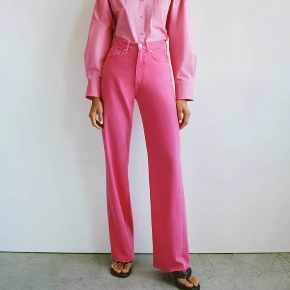 zara pink wide leg full length NWT